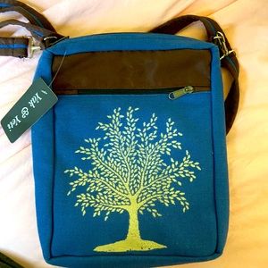 Blue cross body bag.